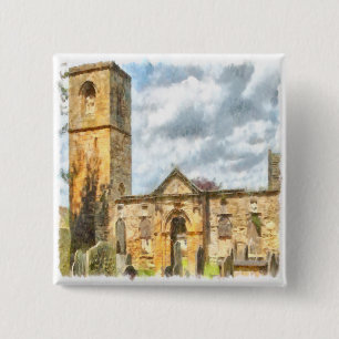 Oude Gothische Architectuur van de Heilige Trinity Vierkante Button 5,1 Cm