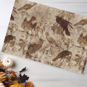 Oude Gotische Decoupage Kraai Raaf Tissuepapier