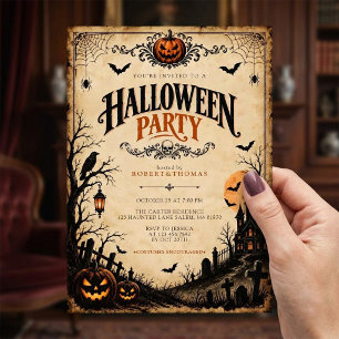 Oude Gotische Griezelnacht Halloween-feest Kaart