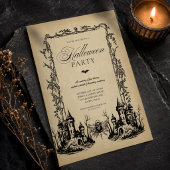 Oude gotische Halloween-dinerfeest Kaart