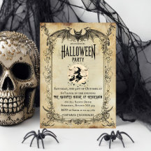 Oude gotische Halloween-feestuitnodiging | Heks