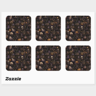 Oude gotische Halloween griezelige nachtpatroon Vierkante Sticker