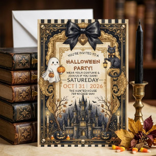 Oude gotische Halloween griezelige spookhuis Kaart