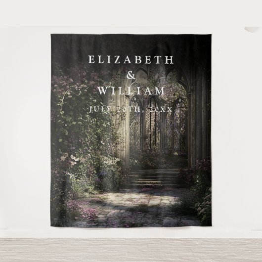 Oude Gotische Kasteeltuin Foto Booth Prop Achtergr Wandkleed (Voorkant)