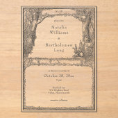 Oude gotische middeleeuwse bosrand bruiloft acryl uitnodigingen (Voorkant)
