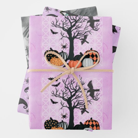 Oude Gotische Pompoen Heksenhoed Halloween Cadeau Inpakpapier Vel (In situ)