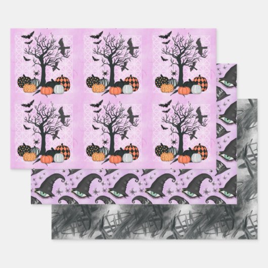 Oude Gotische Pompoen Heksenhoed Halloween Cadeau Inpakpapier Vel (Set)