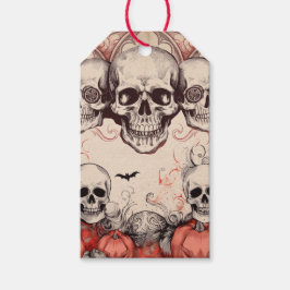 Oude gotische schedel Halloween cadeaubijsluiter Cadeaulabel