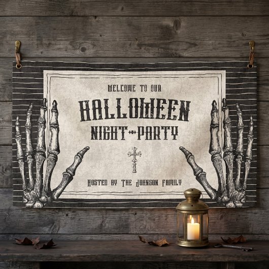 Oude gotische skelet Halloween Spandoek