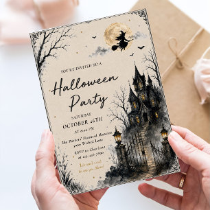 Oude gotische spookhuis Halloween-feest Kaart