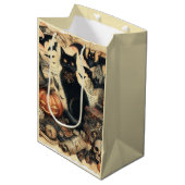 Oude gotische zwarte kat Halloween Medium Cadeauzakje (Voorkant Gekanteld)