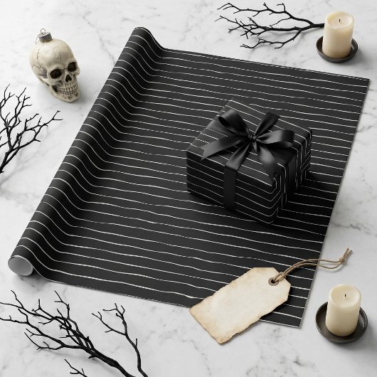 Oude gotische zwarte streep Halloween Cadeaupapier