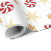 Oude Goud en Rode Retro Pepermunt Kerstmis Cadeaupapier (Rol Hoek)