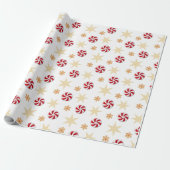 Oude Goud en Rode Retro Pepermunt Kerstmis Cadeaupapier (Uitgerold)