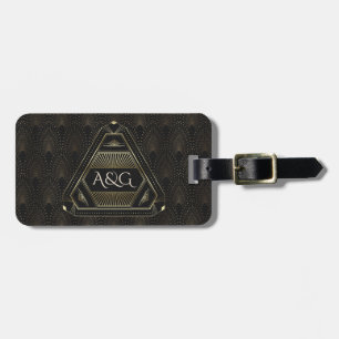 Oude Goud Grote Gatsby Art Deco Jaren 20 Bagagelabel
