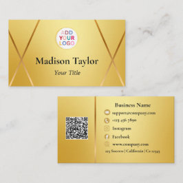 Oude Goud QR Code Zakelijke Kaart Sjabloon En Logo Visitekaartje
