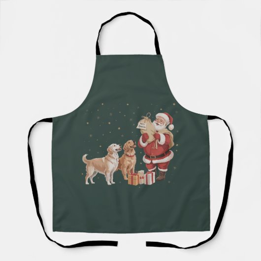 Oude Goud Retriever Kerstman Kerst Hond Moeder Schort (Voorkant)
