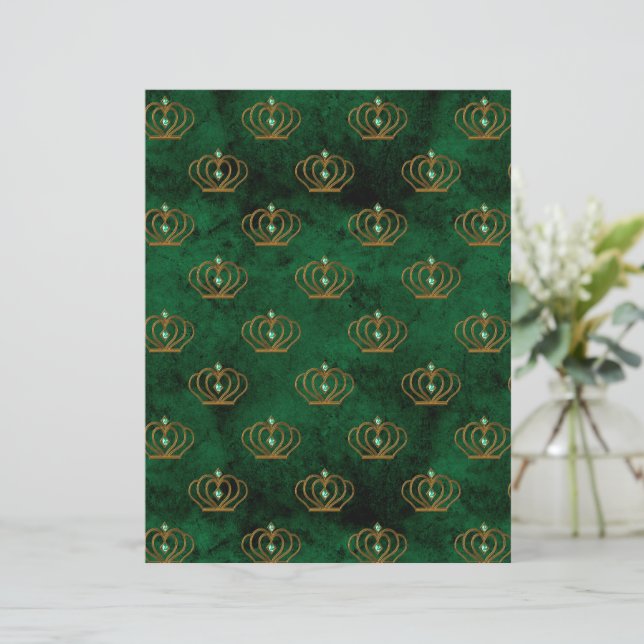 Oude Goud Smaragd Frans scrapboekpapier  (Staand voorkant)