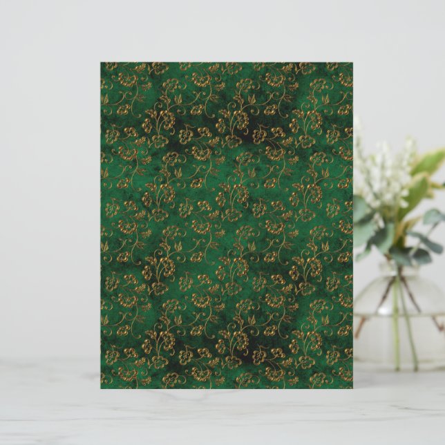 Oude Goud Smaragd Frans scrapbookpapier  (Staand voorkant)