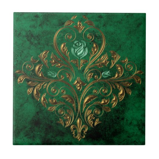 Oude Goud Smaragd Tegeltje (Voorkant)