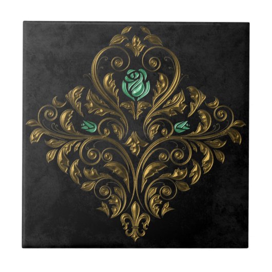 Oude Goud Smaragd Tegeltje (Voorkant)
