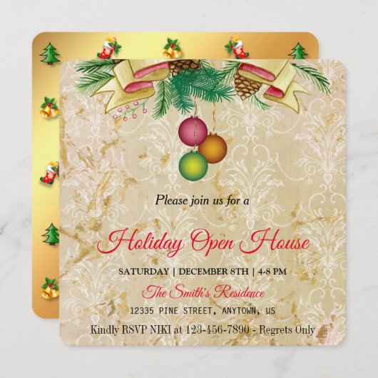 Oude gouden achtergrond, Kerst magie Kerstkaart (Voorkant / Achterkant)