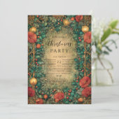 Oude Gouden Amaryllis Kerstmis Kaart (Staand voorkant)