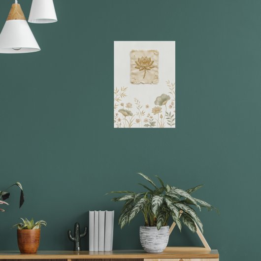 Oude Gouden Bloem Botanische Poster (Woonkamer 1)