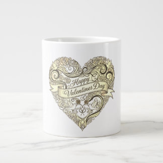 Oude Gouden Bloemhart Valentijnsdag Grote Koffiekop
