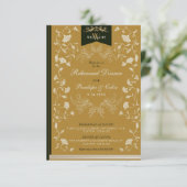 Oude gouden boekband Oefenbruiloftdiner Kaart (Staand voorkant)