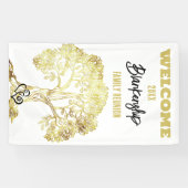 Oude Gouden Boom op Witte Familie Reunion Custom Spandoek (Horizontaal)