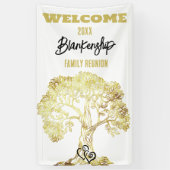 Oude Gouden Boom op Witte Familie Reunion Custom Spandoek (Verticaal)