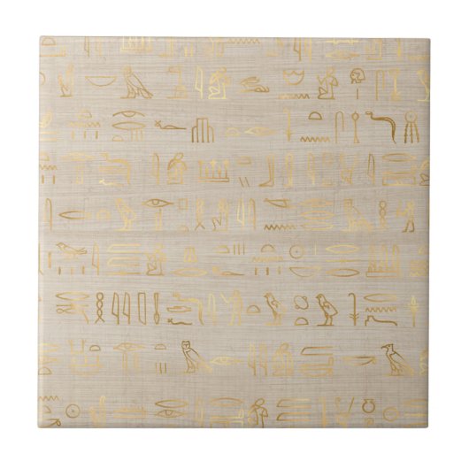 Oude Gouden Egyptische Hiërogliefen Tegeltje (Voorkant)