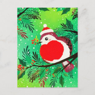 Oude gouden groen winter vogel feestdagenkaart