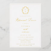 Oude Gouden Kam Rehearsal Dinner Monogram Folie Uitnodiging (Voorkant)