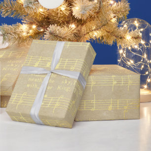Oude Gouden Kerstliedjesmuziek Cadeaupapier