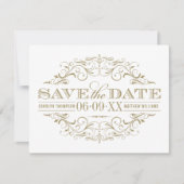 Oude gouden krulletters wit save the date (Voorkant)