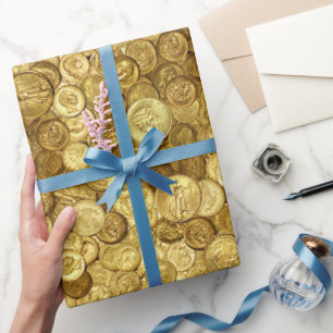 Oude gouden munten cadeaupapier