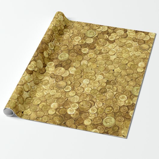 Oude gouden munten cadeaupapier (Uitgerold)
