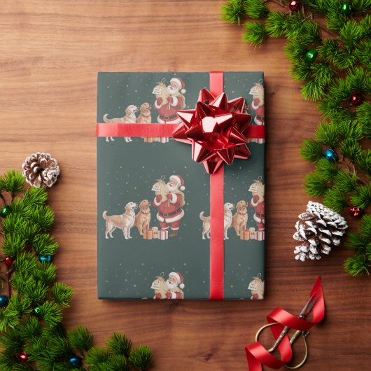 Oude Gouden Retriever Kerstman Kersthond Moeder Cadeaupapier (Feestdagen Geschenken)