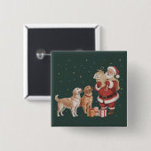 Oude Gouden Retriever Kerstman Kersthond Moeder Vierkante Button 5,1 Cm (Voorkant /achterkant)
