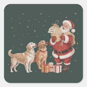 Oude Gouden Retriever Kerstman Kersthond Moeder Vierkante Sticker