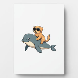 Oude Gouden Retriever Riddt Belugawal Grappig Fotoplaat