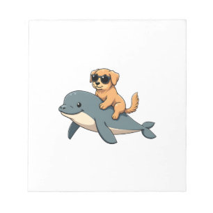 Oude Gouden Retriever Riddt Belugawal Grappig Notitieblok
