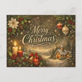 Oude Gouden Script Winter Prettig Kerstfeest Feestdagenkaart