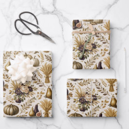Oude Gouden Vijgen Elegante Thanksgiving Inpakpapier Vel