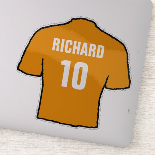 Oude gouden voetbalshirt op een sticker (Detail)