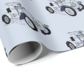 Oude Grafische Afbeeldingen Blauwe Zwarte Auto Cadeaupapier (Rol Hoek)