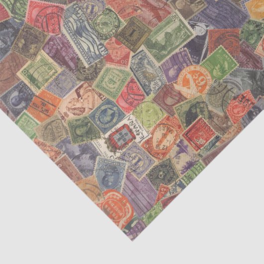 Oude grafische postzegels tissuepapier (Detail)