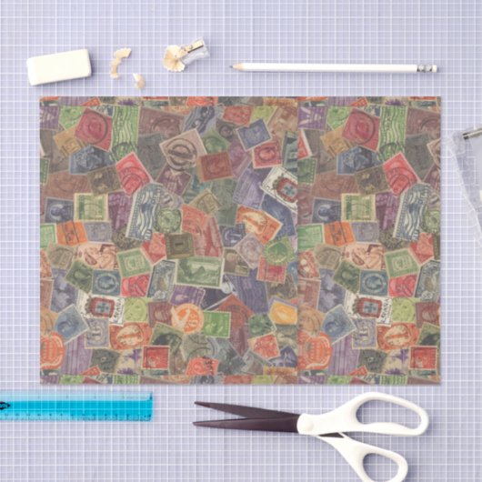 Oude grafische postzegels tissuepapier (Craft)